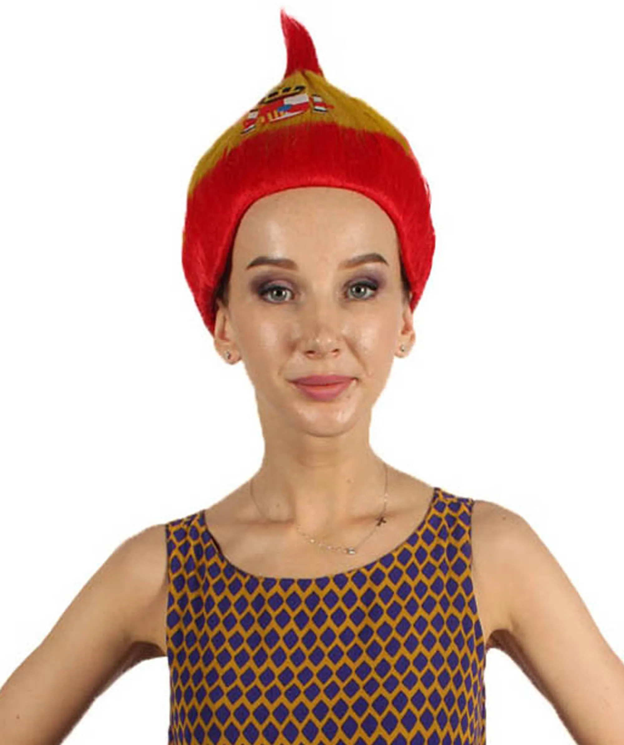 Spain Flag Sport Troll Wig | National Pride | Premium Breathable Capless Cap