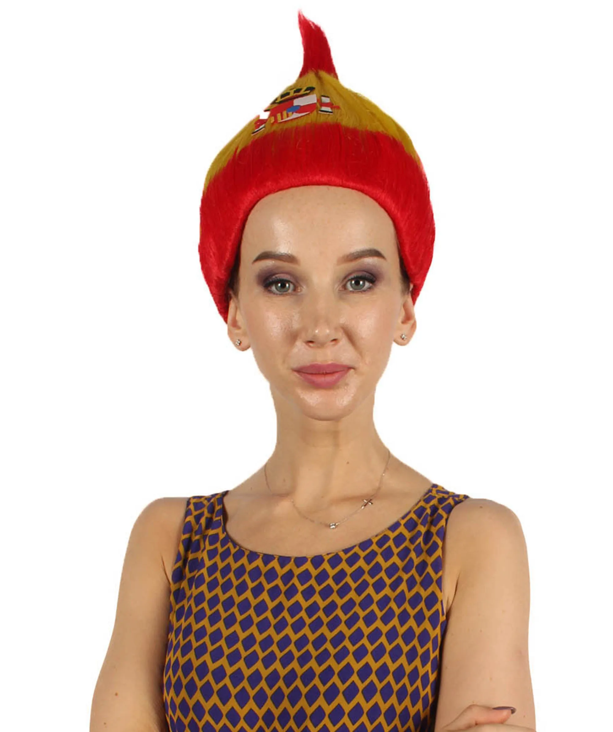 Spain Flag Sport Troll Wig | National Pride | Premium Breathable Capless Cap