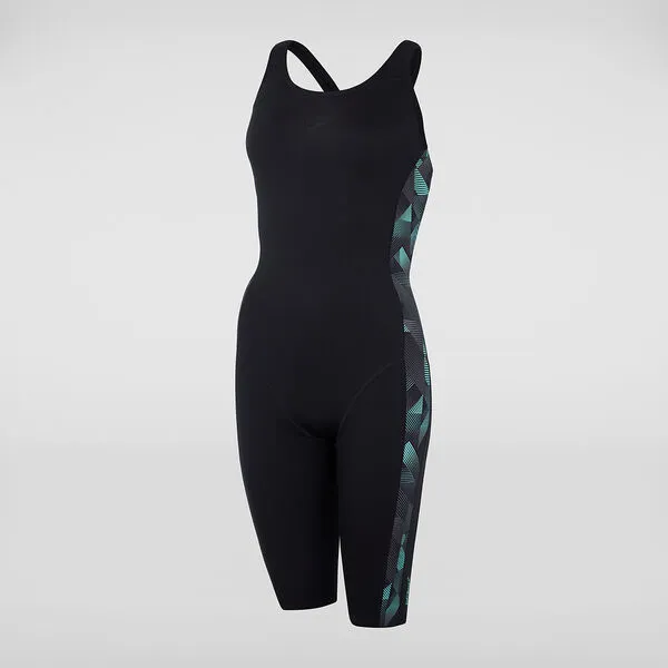 Speedo Womens Leaderback Kneesuit One Piece - Black