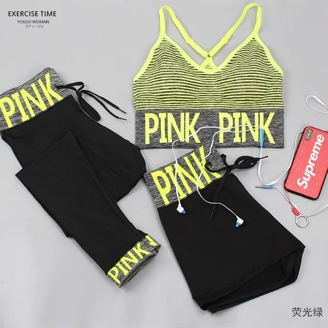 Sport Set Women Bra Yoga Pants Shorts