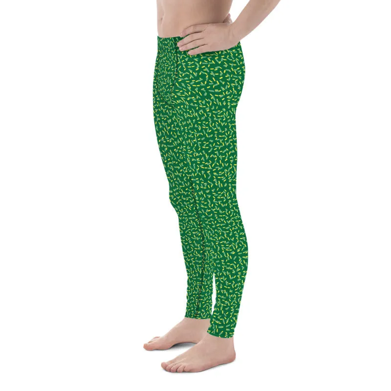 St Patrick's Day Men's Tights, Best Green Yellow Festive St. Patty's Day Print Men's Costume Leggings - Made in USA/EU/MX