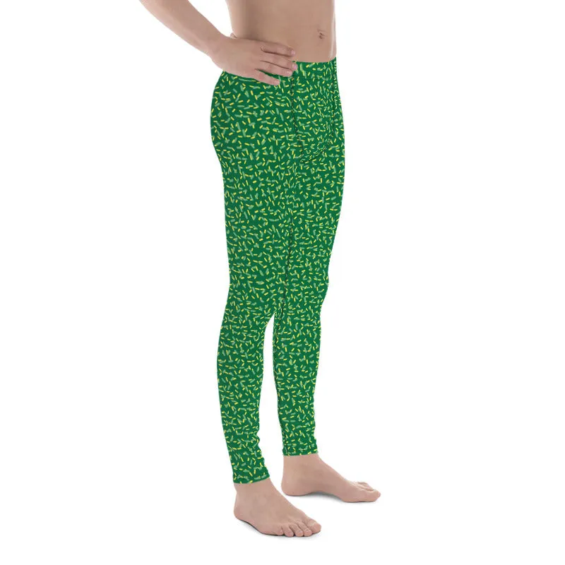 St Patrick's Day Men's Tights, Best Green Yellow Festive St. Patty's Day Print Men's Costume Leggings - Made in USA/EU/MX