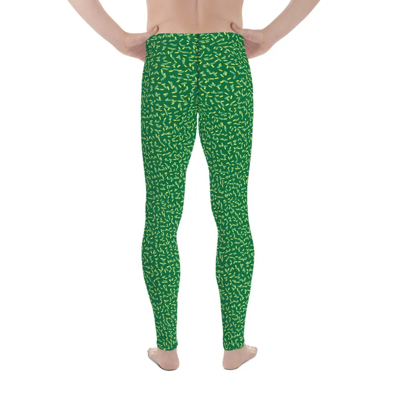 St Patrick's Day Men's Tights, Best Green Yellow Festive St. Patty's Day Print Men's Costume Leggings - Made in USA/EU/MX