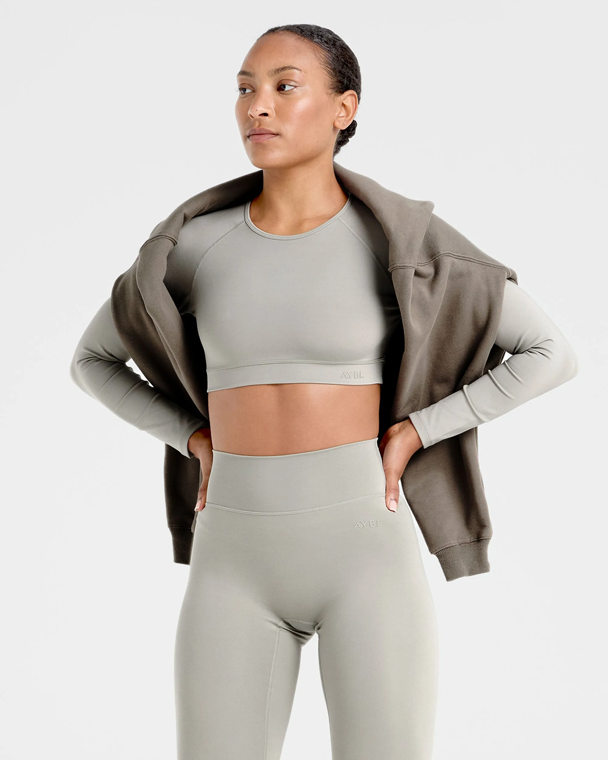 Staple Long Sleeve Crop Top - Washed Olive