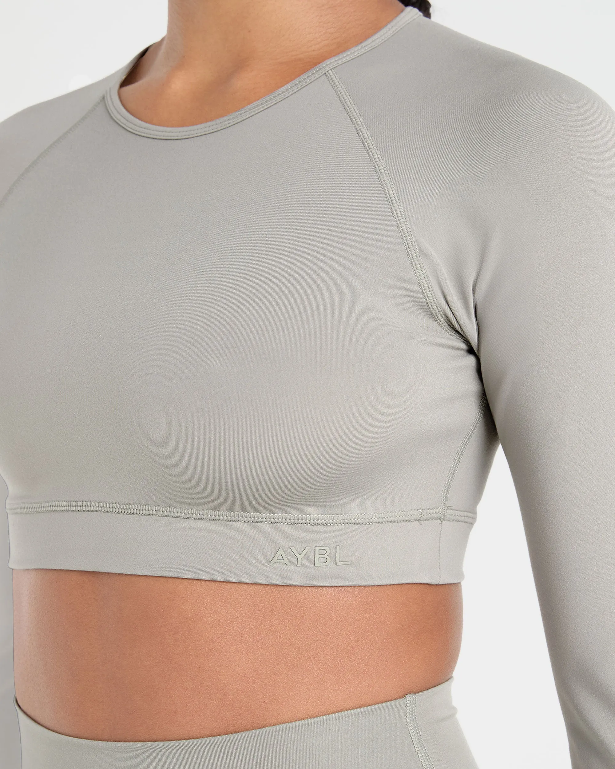 Staple Long Sleeve Crop Top - Washed Olive