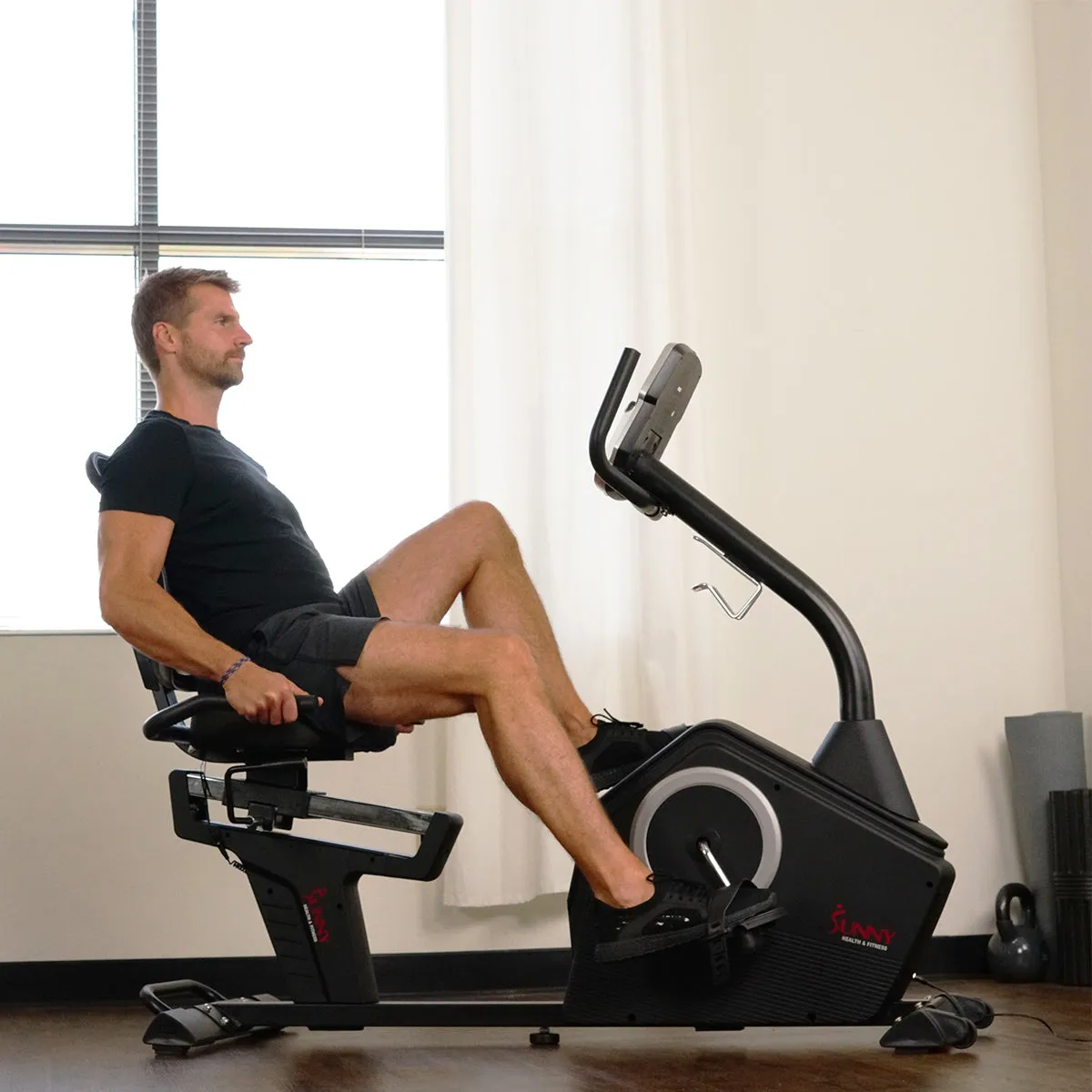 Stationary Recumbent Bike w/ Programmable Display, 16 Level Magnetic Resistance & Device Holder