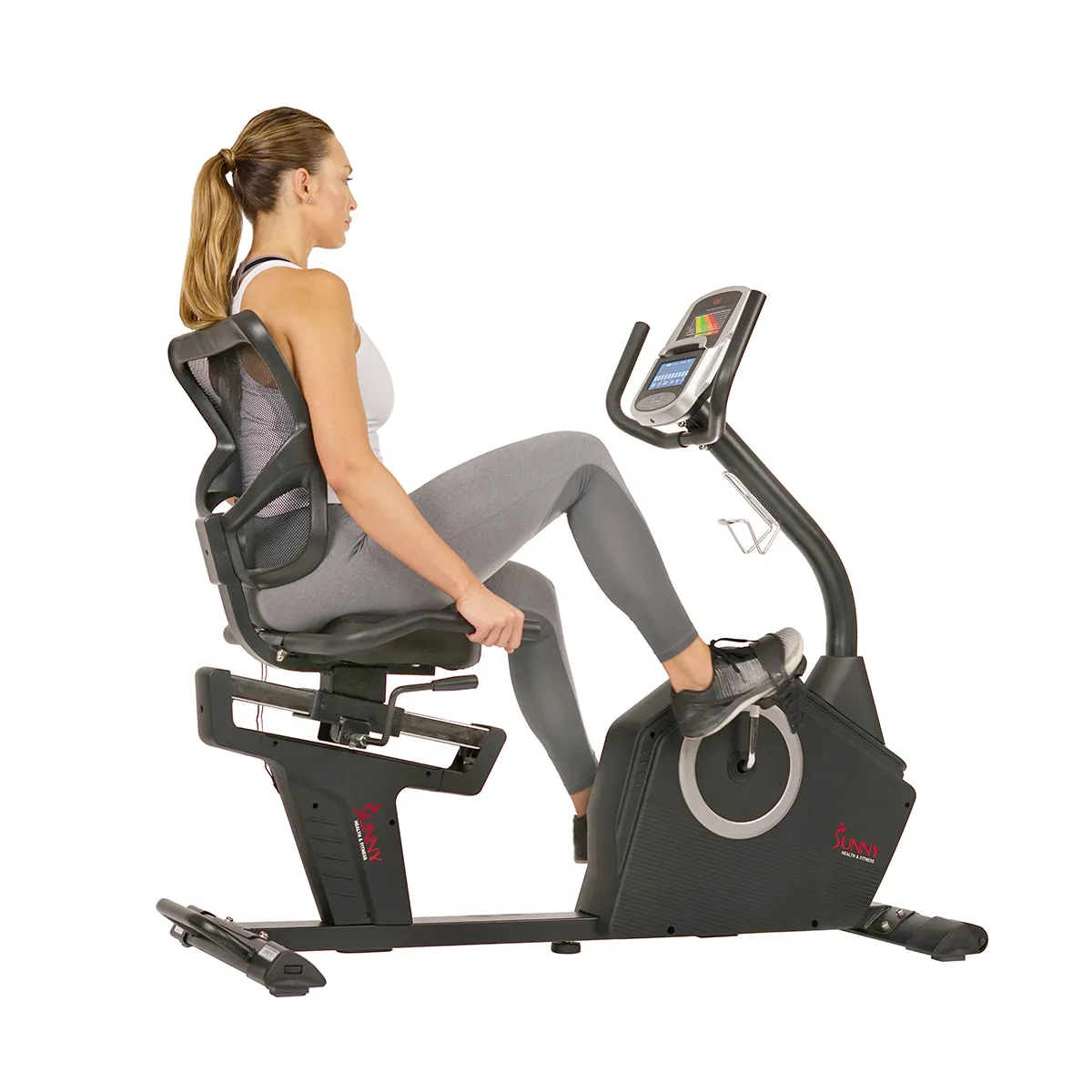 Stationary Recumbent Bike w/ Programmable Display, 16 Level Magnetic Resistance & Device Holder