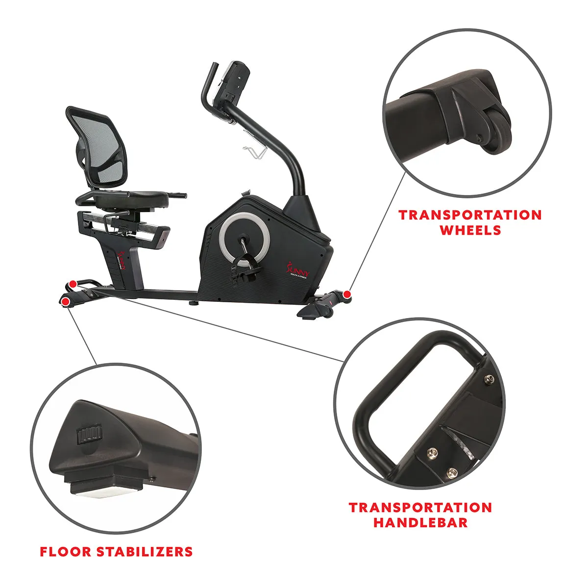 Stationary Recumbent Bike w/ Programmable Display, 16 Level Magnetic Resistance & Device Holder