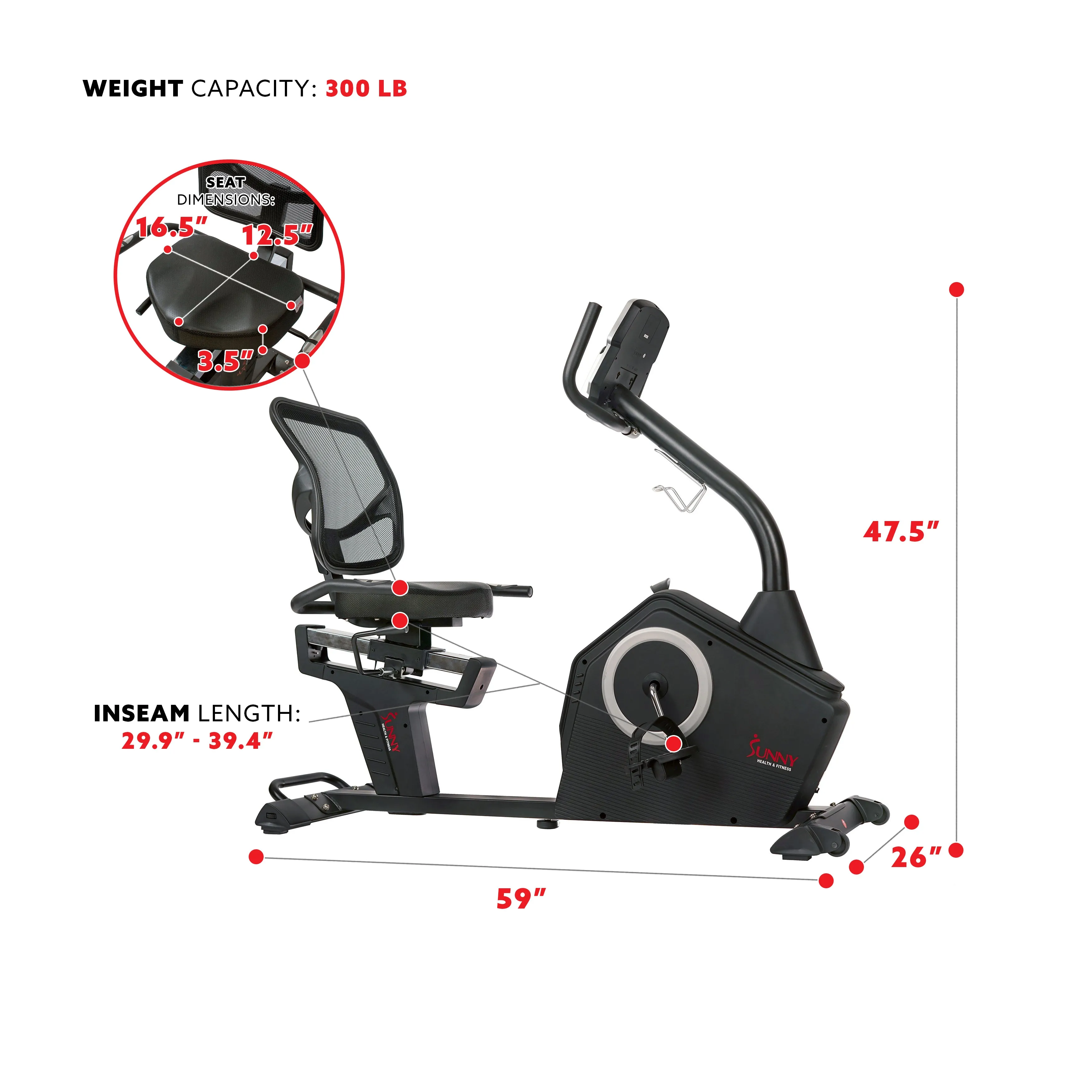 Stationary Recumbent Bike w/ Programmable Display, 16 Level Magnetic Resistance & Device Holder