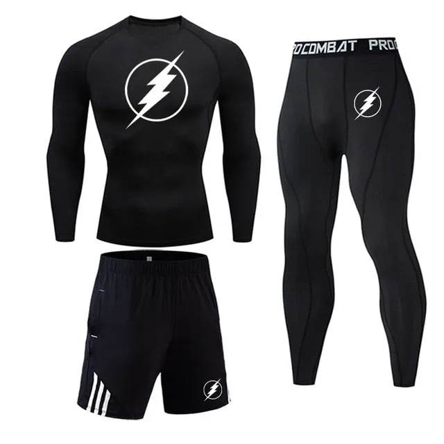 Super hero flash Quick-drying Compression Men Sports Suit