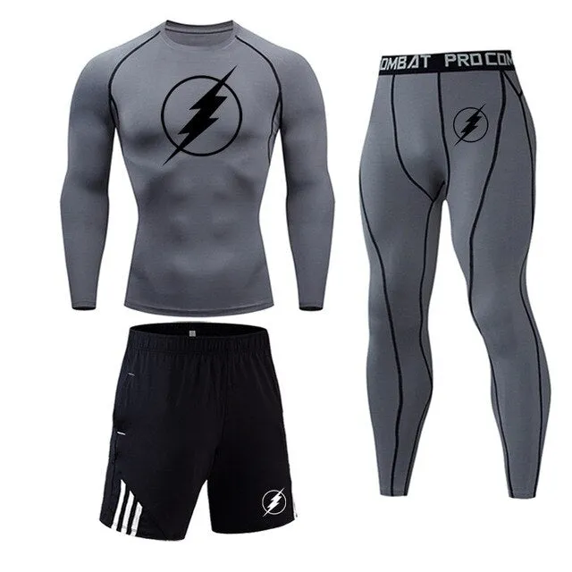 Super hero flash Quick-drying Compression Men Sports Suit