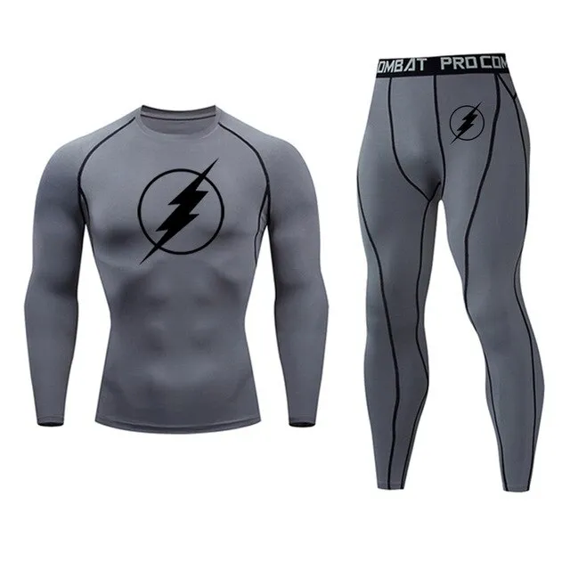 Super hero flash Quick-drying Compression Men Sports Suit