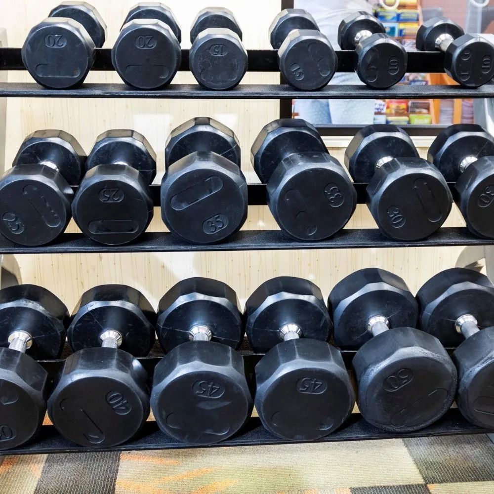 TROY 55 lbs to 125 lbs 12-Sided Rubber Encased Dumbbell Set - No Rack