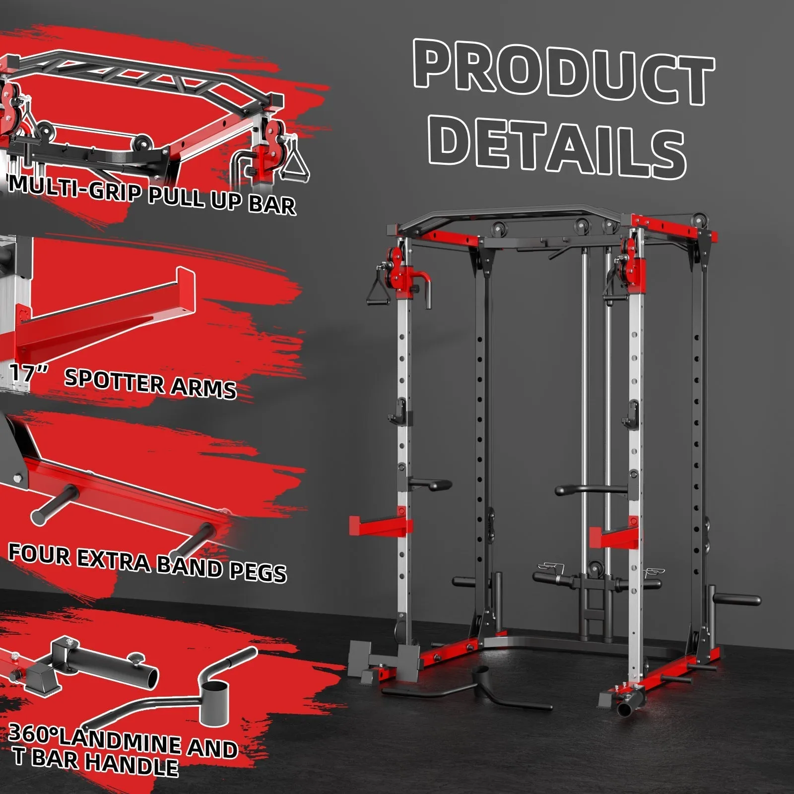 VANSWE Power Cage Power Rack with Cable Crossover System and Workout Bench Combo