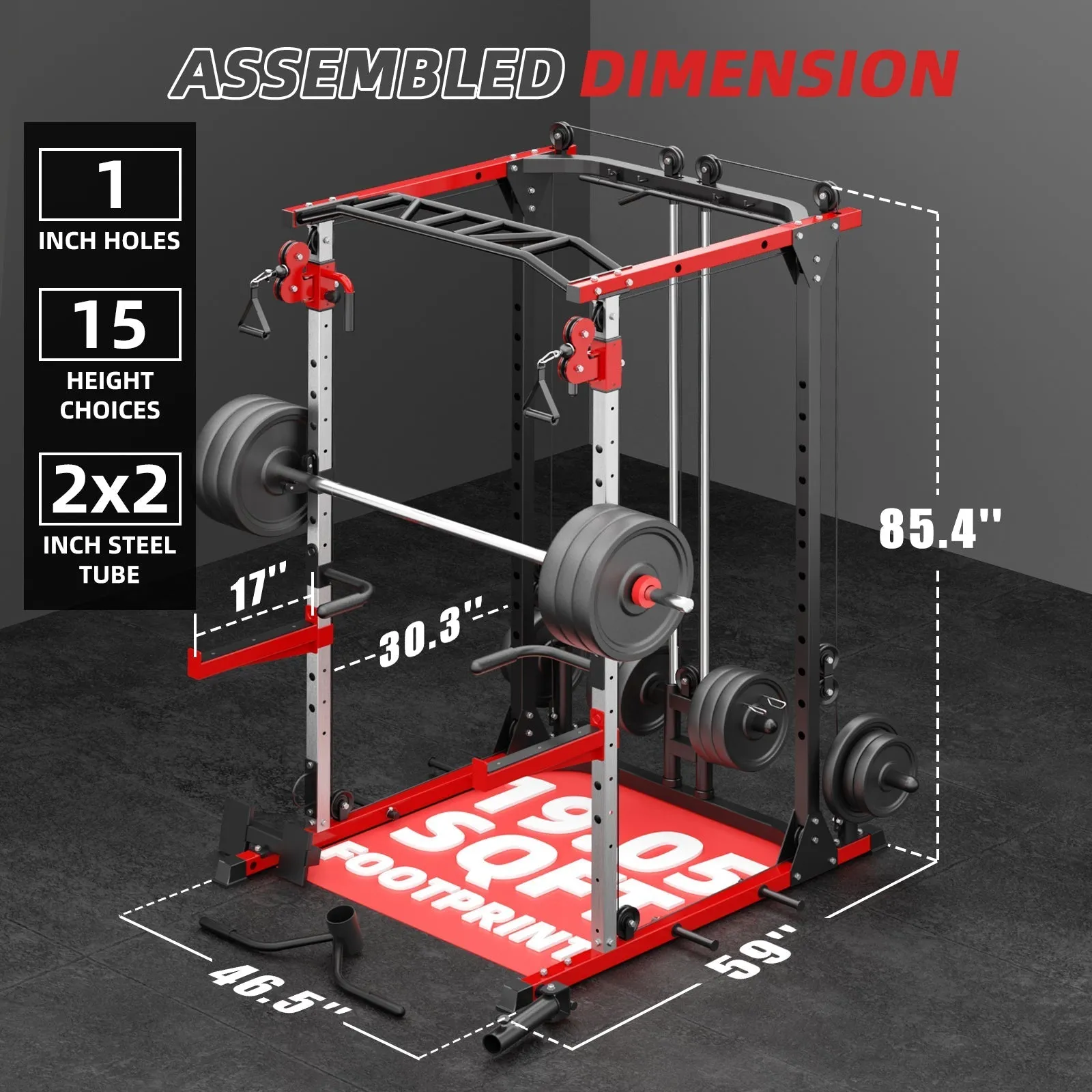 VANSWE Power Cage Power Rack with Cable Crossover System and Workout Bench Combo