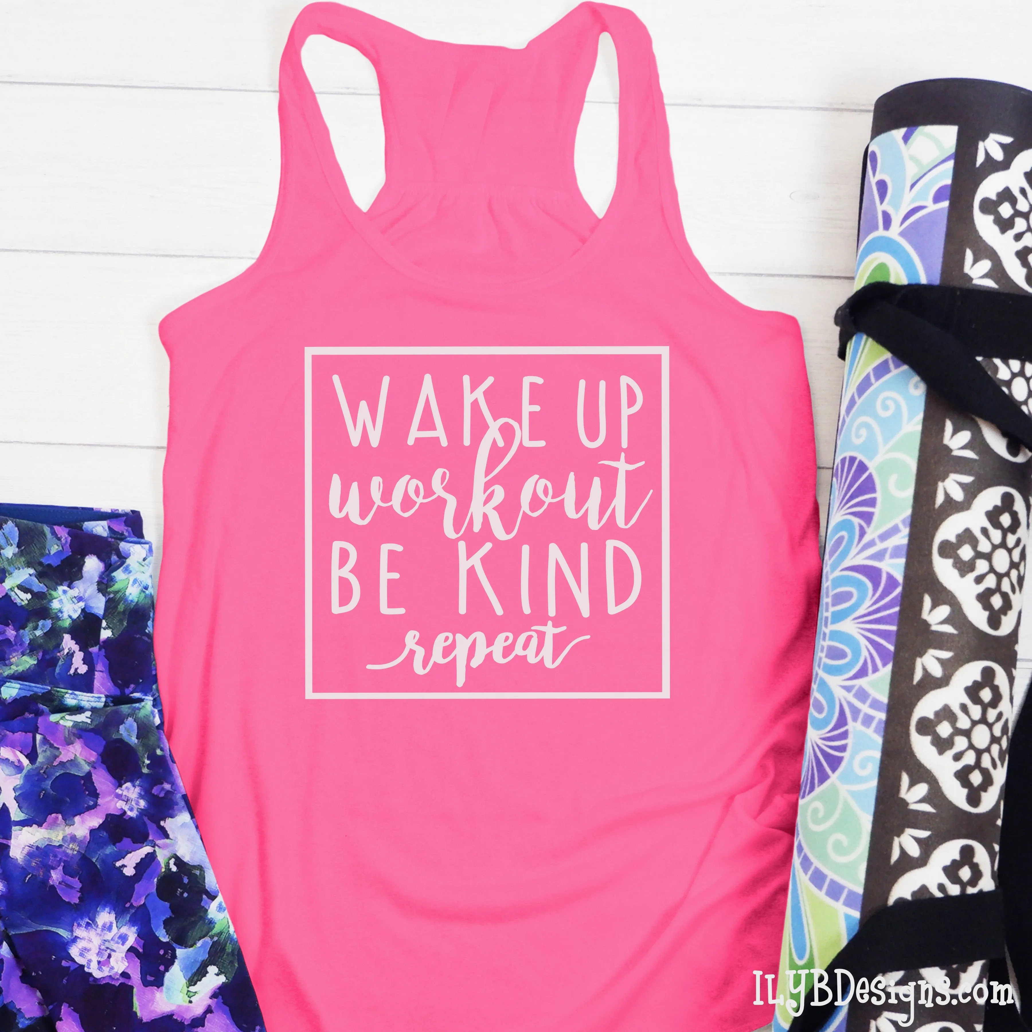 Wake Up Workout Be Kind Repeat Workout Tank Top | Inspirational Workout Tanks