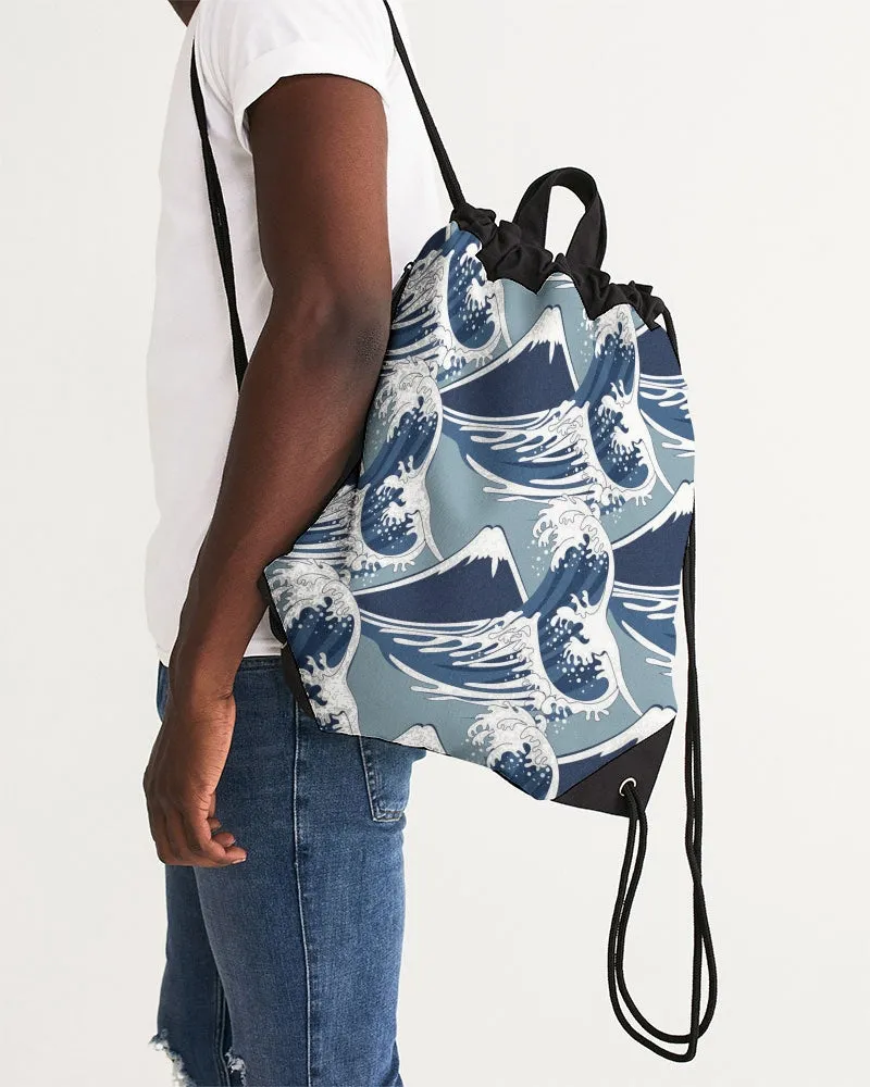 Waves Pattern Canvas Drawstring Bag