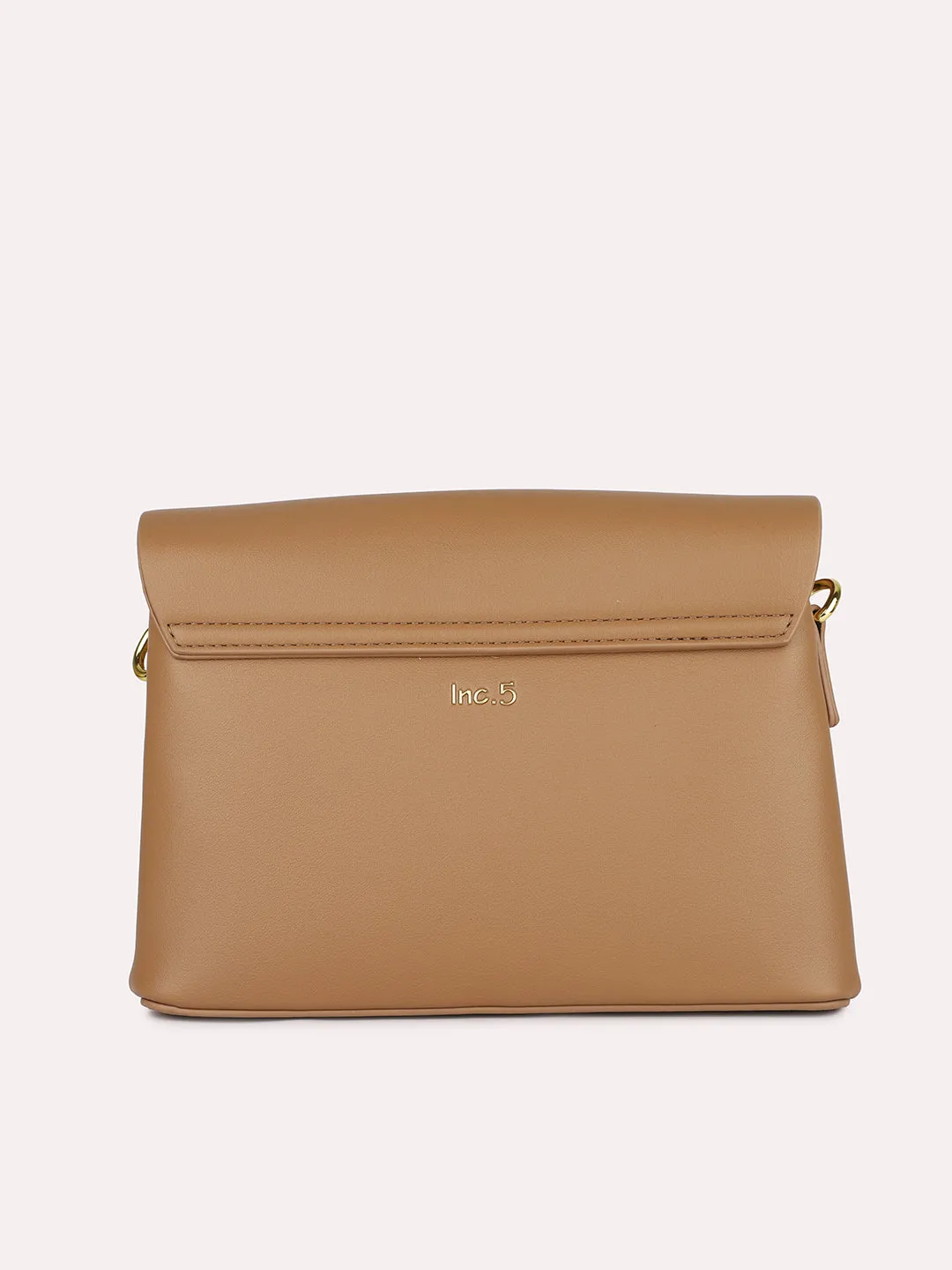 Women Camel Solid Structured Sling Bag