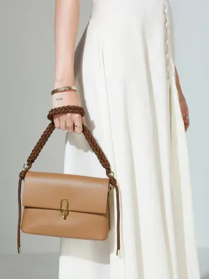 Women Camel Solid Structured Sling Bag