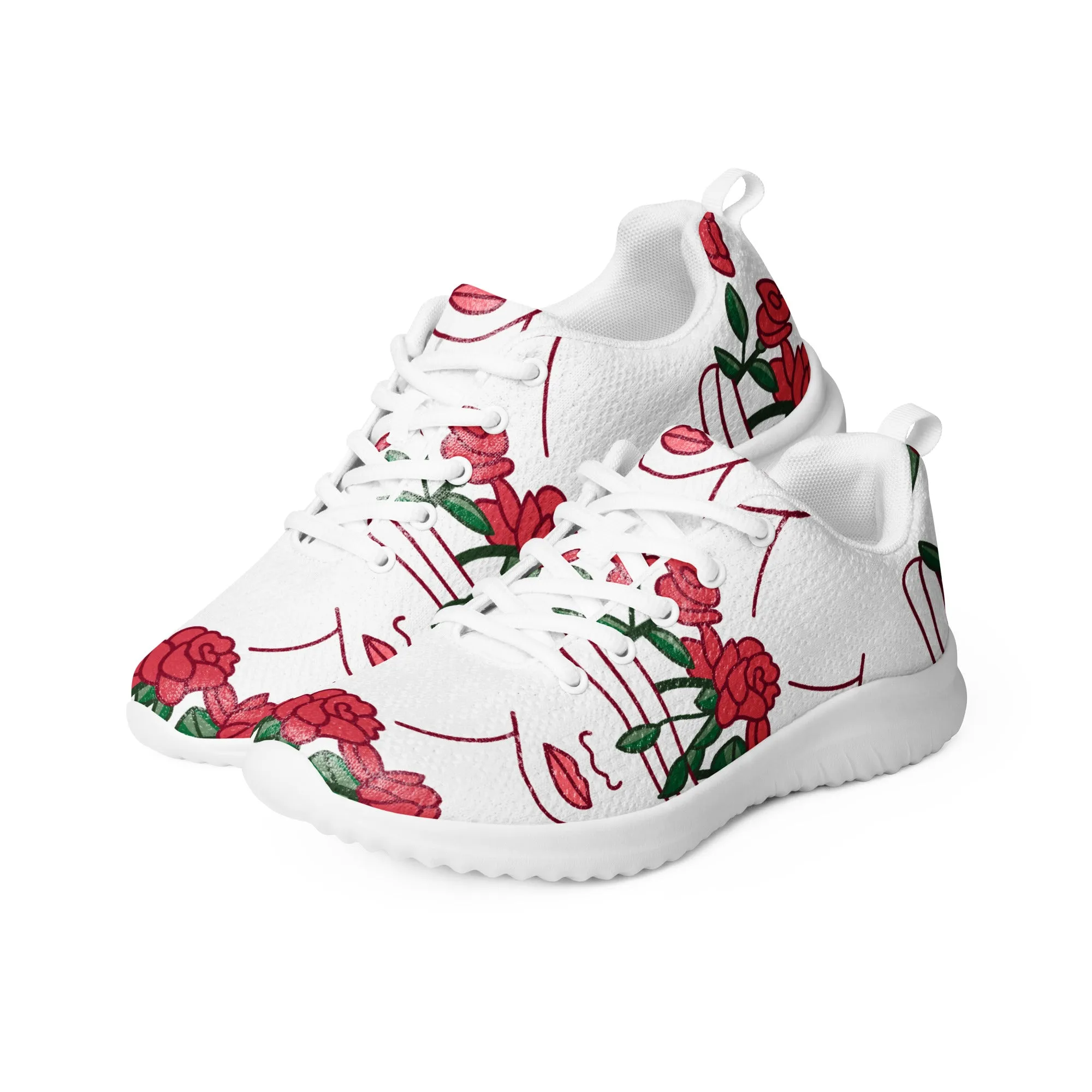 Women’s athletic sneaker with Abstract Face Rose Pattern- Delrosa