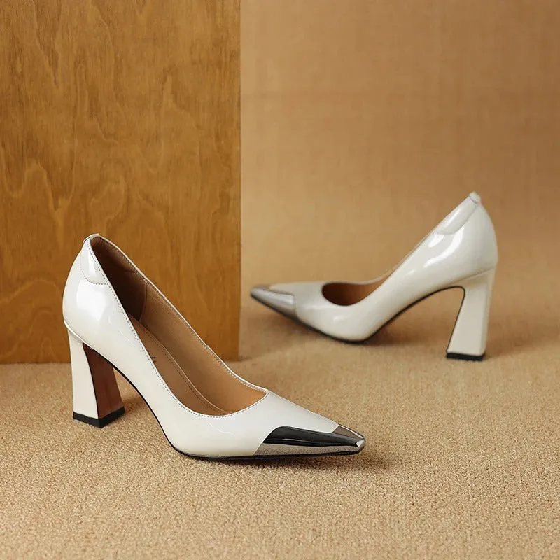 Women's Fashionable Two-Tone Pointed Toe High Heels Shoes