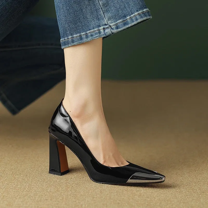 Women's Fashionable Two-Tone Pointed Toe High Heels Shoes