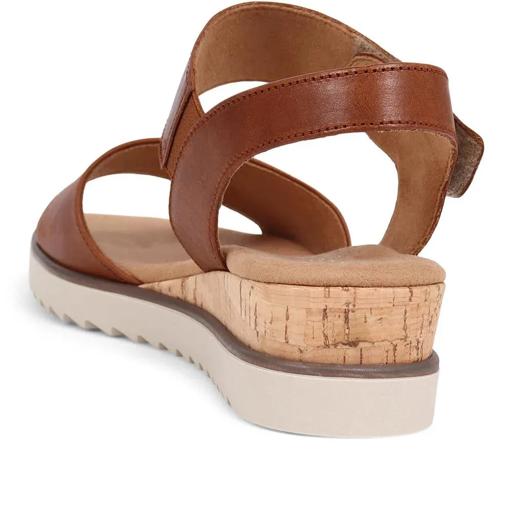 Women's Gabor Shoes  | Vacchetta Wedge Strap Sandal | Camel