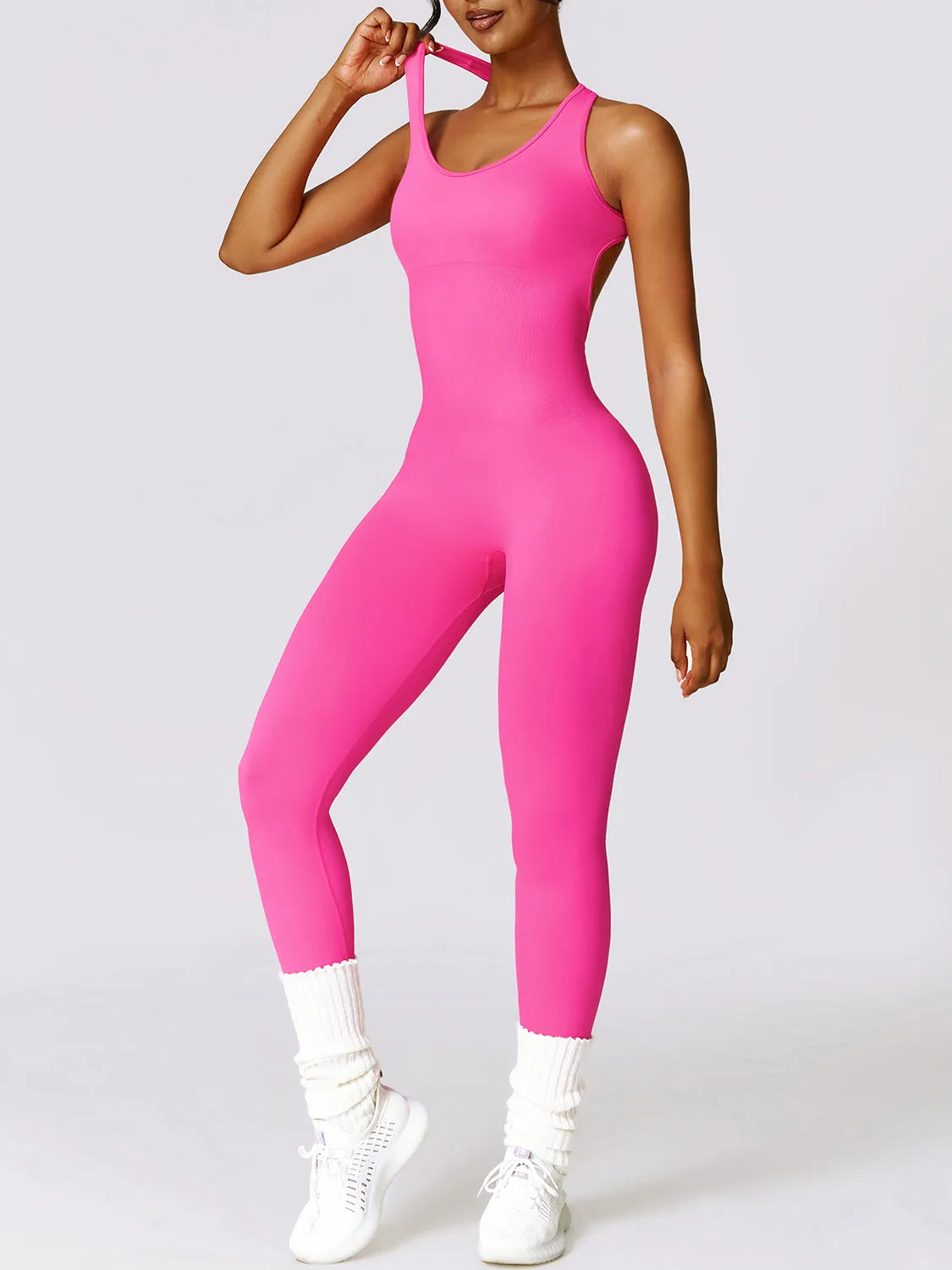 Workout Jumpsuit Sexy Women's Yoga Leggings Romper Nylon and Spandex Fast Dry Backless  Sports Premium Luxury